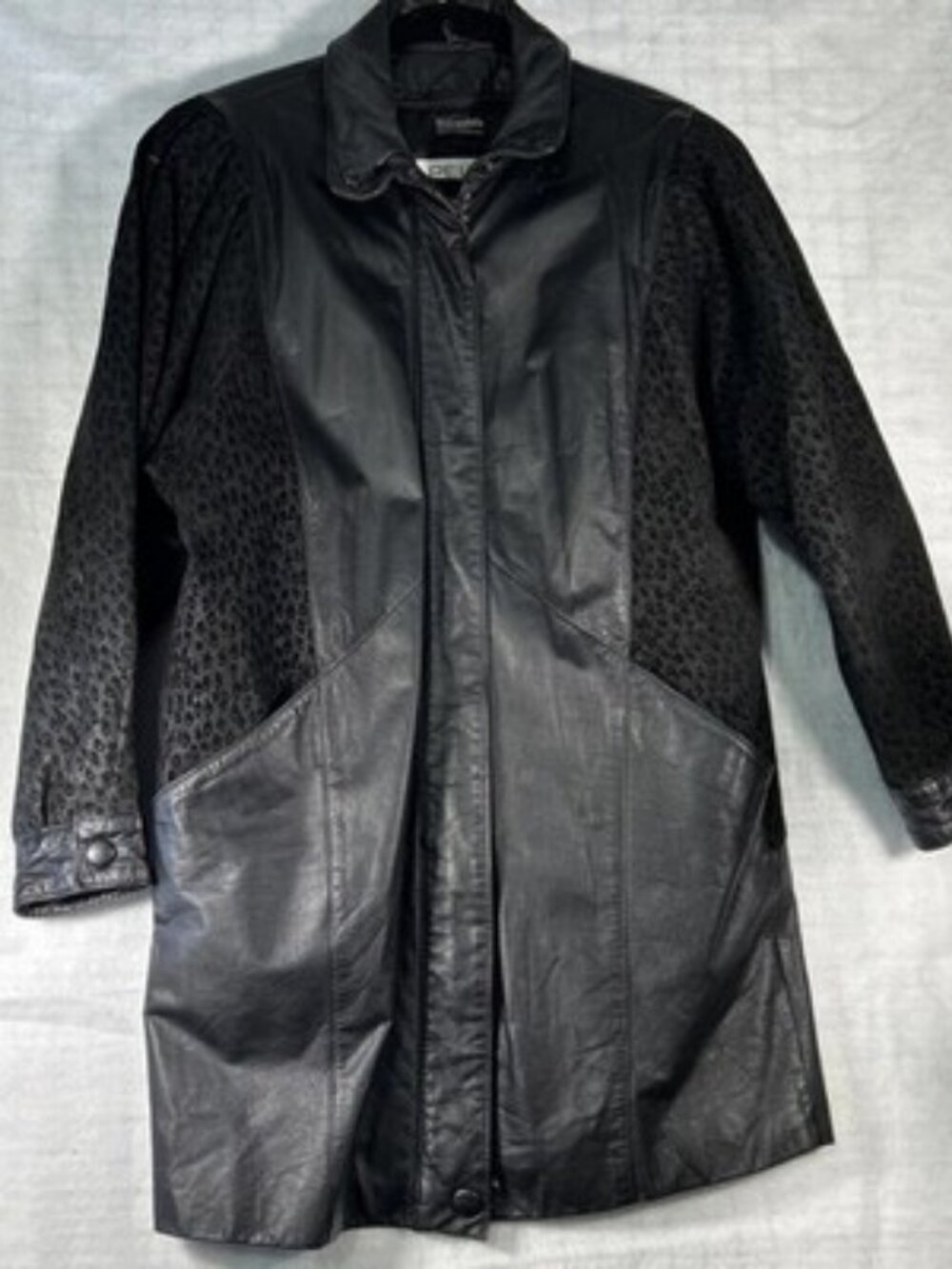 Vtg Pelle Studio Leather Jacket Womens Full Zip Thinsulate Knee Length Coat Sz M